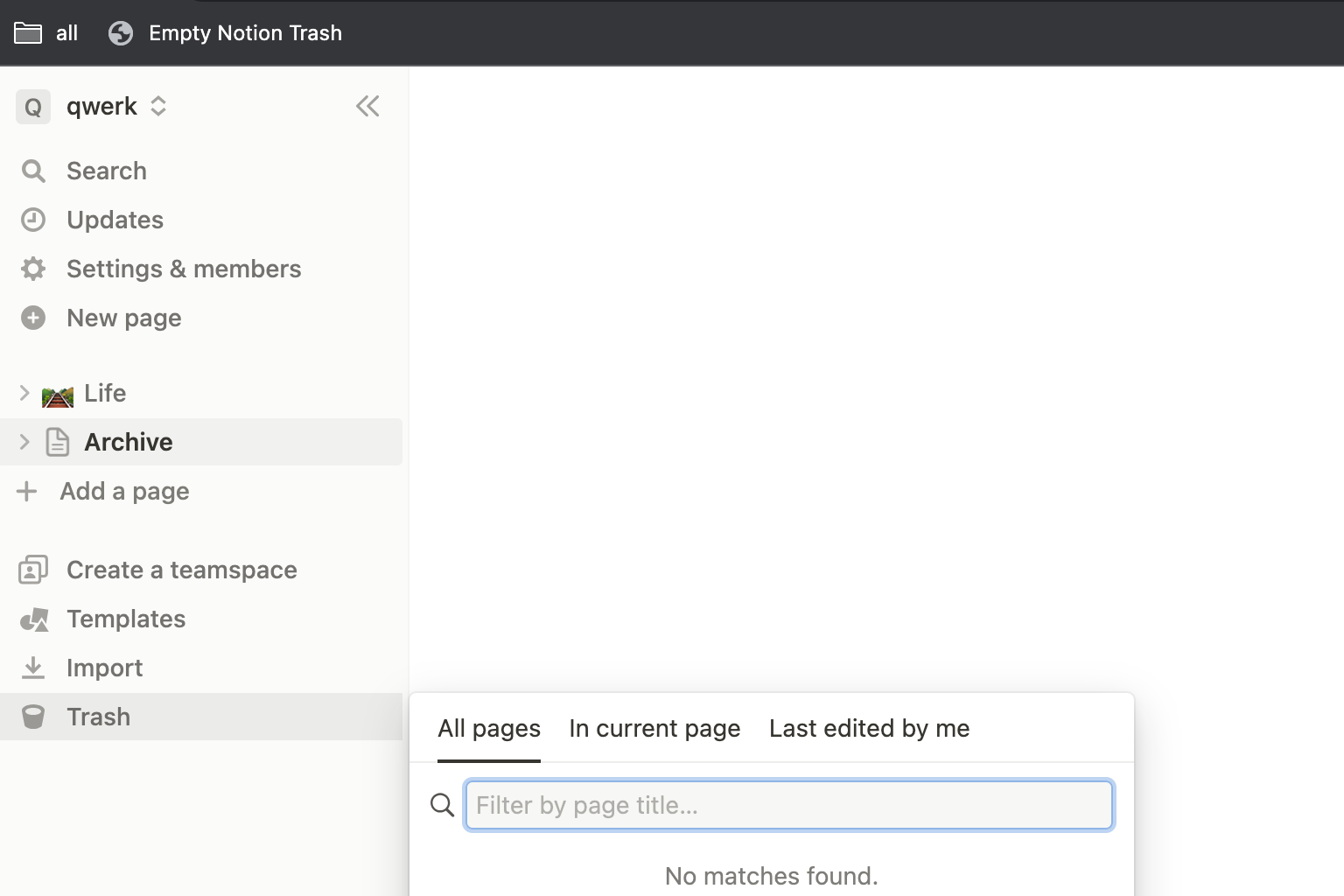 Delete all files in Notion's trash with one click